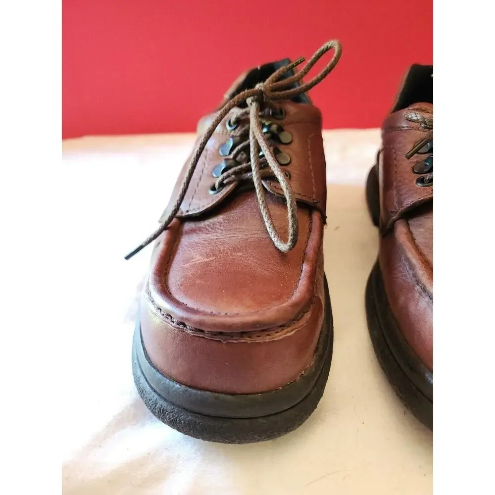 Vintage RED WING BROWN LEATHER STEEL TOE SUPER SOLE SHOES MADE IN USA 6.5 d mens